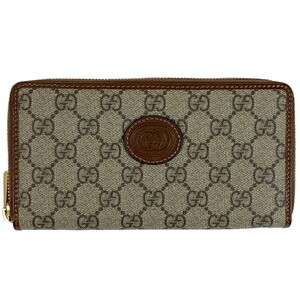 Gucci GG zip around long wallet logo canvas beige brown